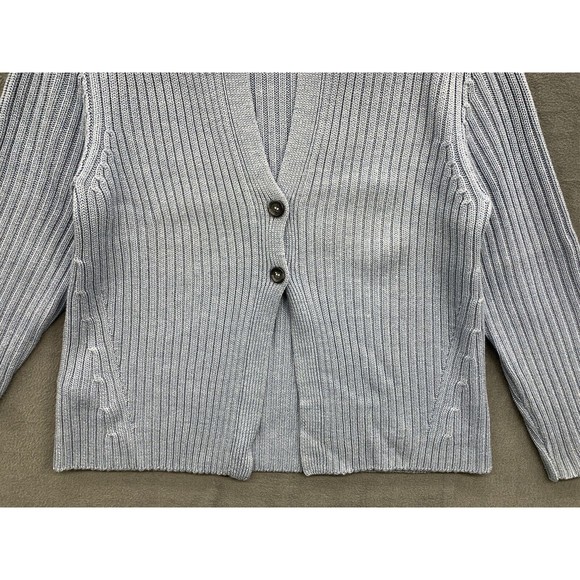 Ann Taylor Cardigan Sweater Women’s X-LARGE Baby Blue 2 Button Ribbed V-Neck USA - Picture 9 of 16